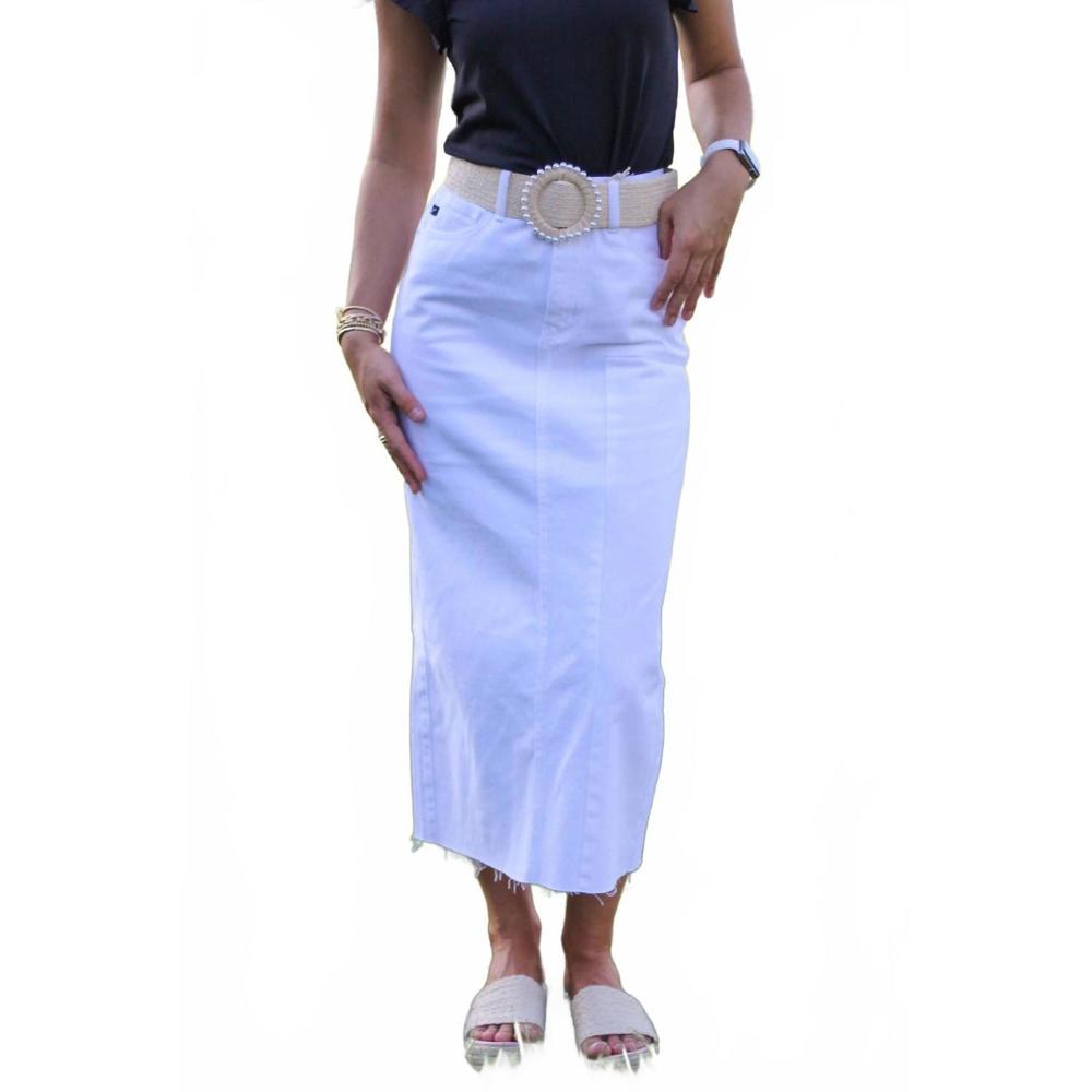 NEW KANCAN dress the denim up midi skirt in white